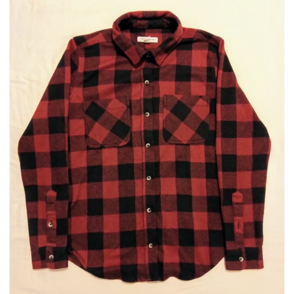 Beach Lunch Lounge Collection Women's Red and Black Plaid Thick Flannel SZ S